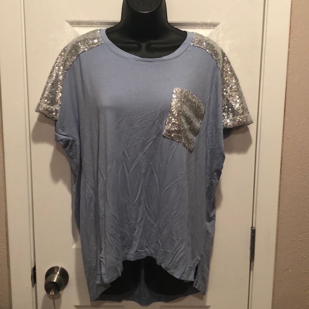 Blue Sequin Tee
